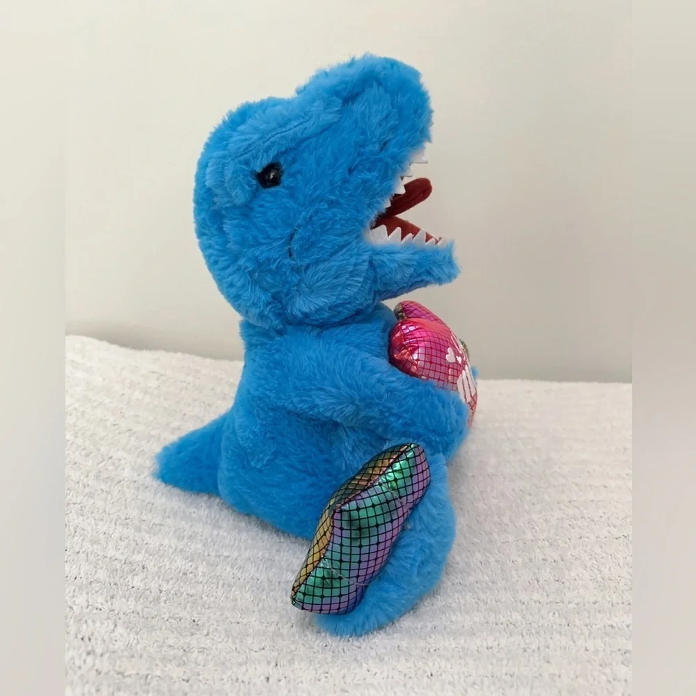 Blue Dinosaur Stuffed Animal with Heart